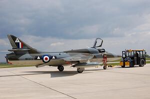 Hawker Hunter T.7A aircraft being towed