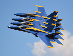 Blue Angels in tight formation
