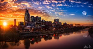 Nashville Skyline and sunset