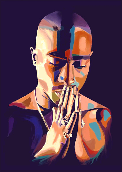 Tupac Shakur pop art by Hantamrata Wall Art