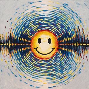 Art that reimagines sound waves as smiles