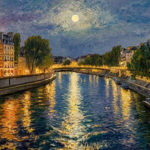 Beauty of the Serene river under a full moon 