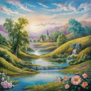 Art featuring a Serene landscape 