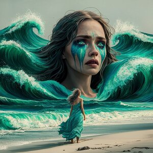 The ocean waves as a womans tears