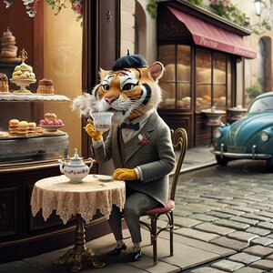 Tigger having tea in paris