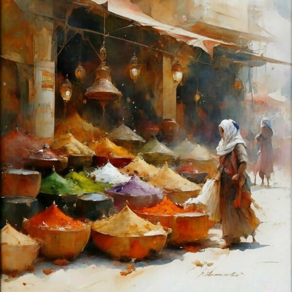 A Moroccan market  Print