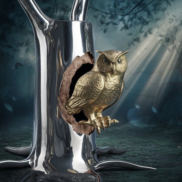 Patinated brass owl by Nassr