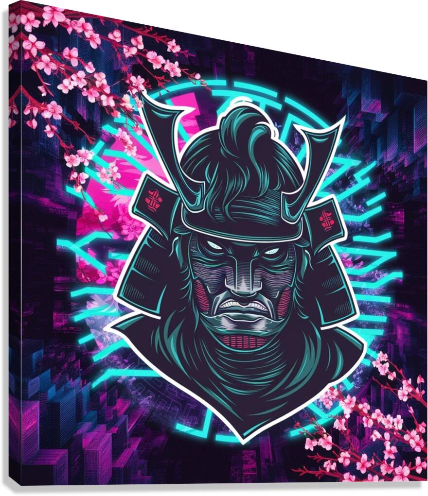 Futuristic samurai mask Canvas Print