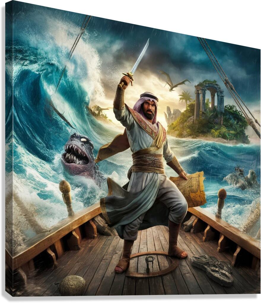 Adventures of a famous Arab sailor named Sinbad  Canvas Print