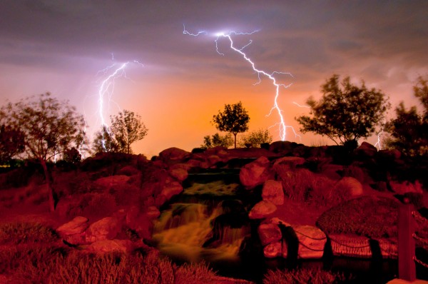 Lightning Chasing Waterfall Print