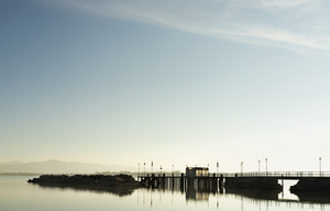Landscape pier over Lake Trasimeno  Italy