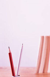 Pencils and books studio shot