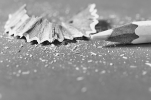 Wooden pencil and shavings