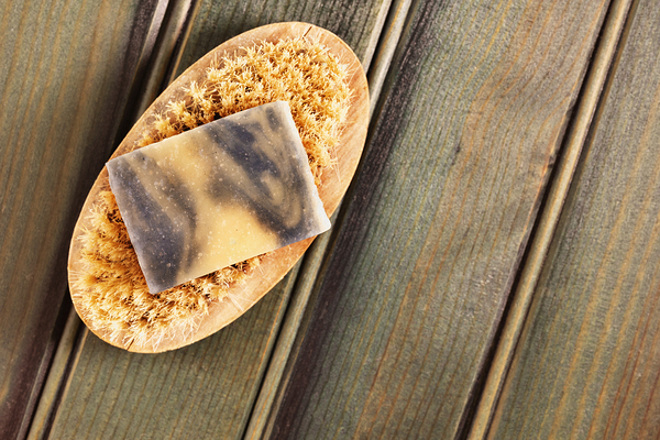 Soap bar and bristle brush Print