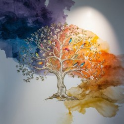 the wall panel features an intricate nature inspi