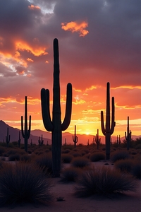 Cactus Sunset Trail – Desert Glow at Golden Hour