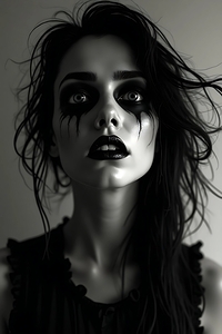 Gothic Elegance: Dark Beauty in Monochrome – Hauntingly Beautiful Portrait Art