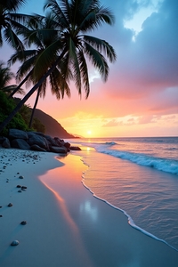 Tranquil Tropical Sunset on a Serene Beach