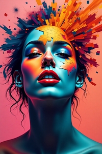 Neon Pulse: Explosive Portrait of Feminine Power & Color