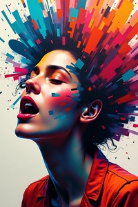 Neon Pulse: Explosive Portrait of Feminine Power & Color