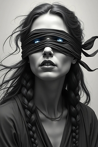 Blindfolded Gothic Woman – Cracked Porcelain Look in Dark Fantasy Style