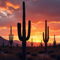 Cactus Sunset Trail – Desert Glow at Golden Hour