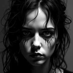 Shadow Tears: Gothic Portrait of Silent Strength – Dark Emotional Fine Art Print