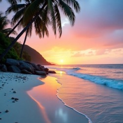 Tranquil Tropical Sunset on a Serene Beach