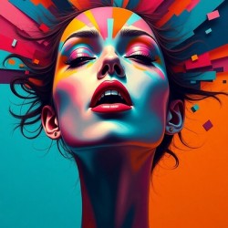 Neon Pulse: Explosive Portrait of Feminine Power & Color