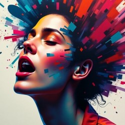 Neon Pulse: Explosive Portrait of Feminine Power & Color