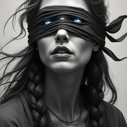 Blindfolded Gothic Woman – Cracked Porcelain Look in Dark Fantasy Style