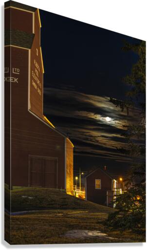 Grain Elevator Full Moon Canvas Print