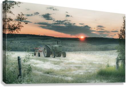 Tractor at Sunset Canvas Print