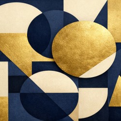 Geometric Harmony - Abstract Modern Art Navy Gold Cream