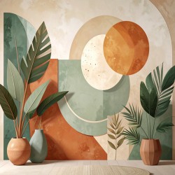 Abstract Boho Sun and Botanical Shapes