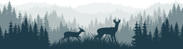 vector mountains forest woodland background texture seamless pattern with Roe deers by Save Jungle