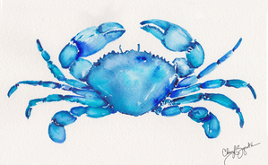 Blue Watercolor Crab