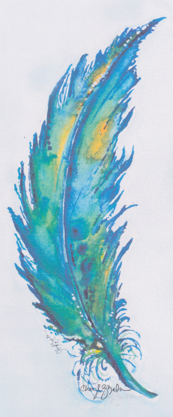 Rustic Watercolor Feather by Cheryl Zapata