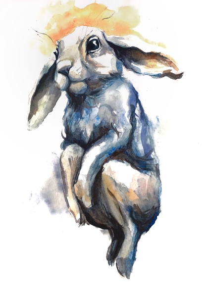 Watercolor Illustration of a Rabbit  by Qeti