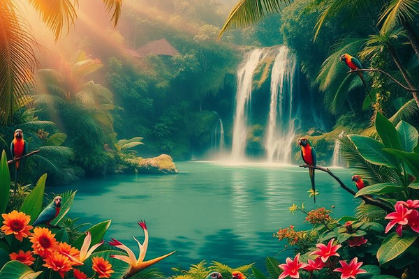 Vintage Breathtaking Tropical Waterfall: A Serene Paradise by abdodd
