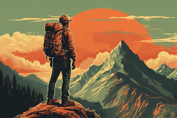 Vintage Adventure Poster – 1950s Mountain Travel Wall Art by abdodd