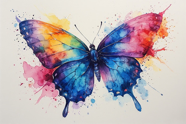Abstract Butterfly Wall Art – Modern Colorful Butterfly in Motion Contemporary Nature Print for Living Room or Office Minimalist Insect Decor by abdodd