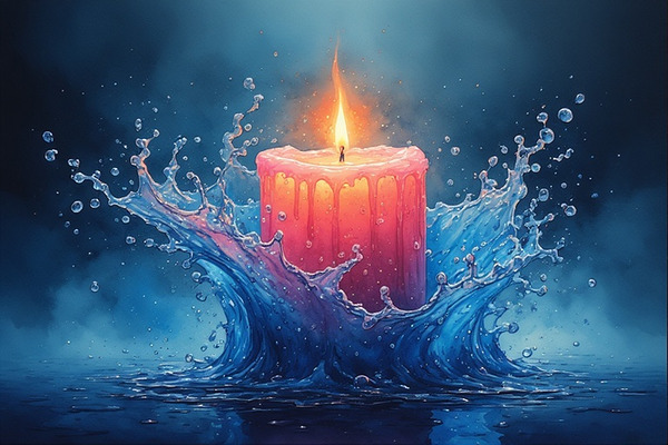 Surreal Candle in Water – Fantasy Fire and Water Wall Art Prin by abdodd