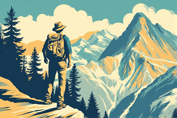 Vintage Adventure Art: Vintage Adventure Poster – 1950s Mountain Travel Wall Art by abdodd