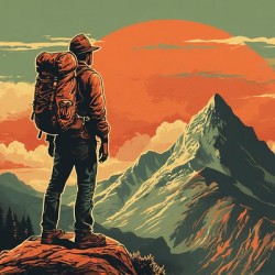 Vintage Adventure Poster – 1950s Mountain Travel Wall Art