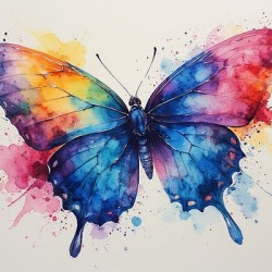 Abstract Butterfly Wall Art – Modern Colorful Butterfly in Motion Contemporary Nature Print for Living Room or Office Minimalist Insect Decor