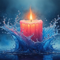 Surreal Candle in Water – Fantasy Fire and Water Wall Art Prin