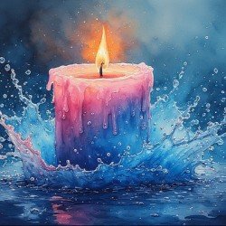 Fantasy Fire and Water Candle – Surreal Abstract Wall Art Print