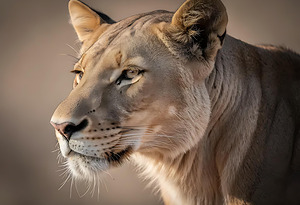 Gaze of the Silent Sovereign: A Lioness in Golden Profile
