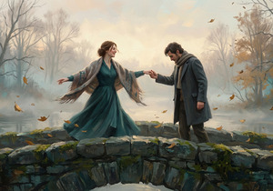 Romantic Autumn Bridge Scene